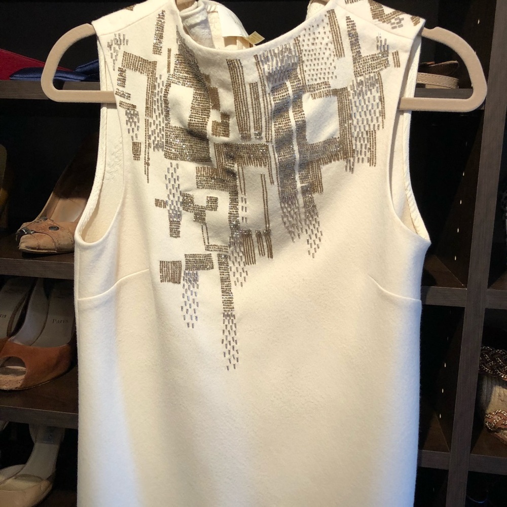 Cream wool make mini dress , sz. S